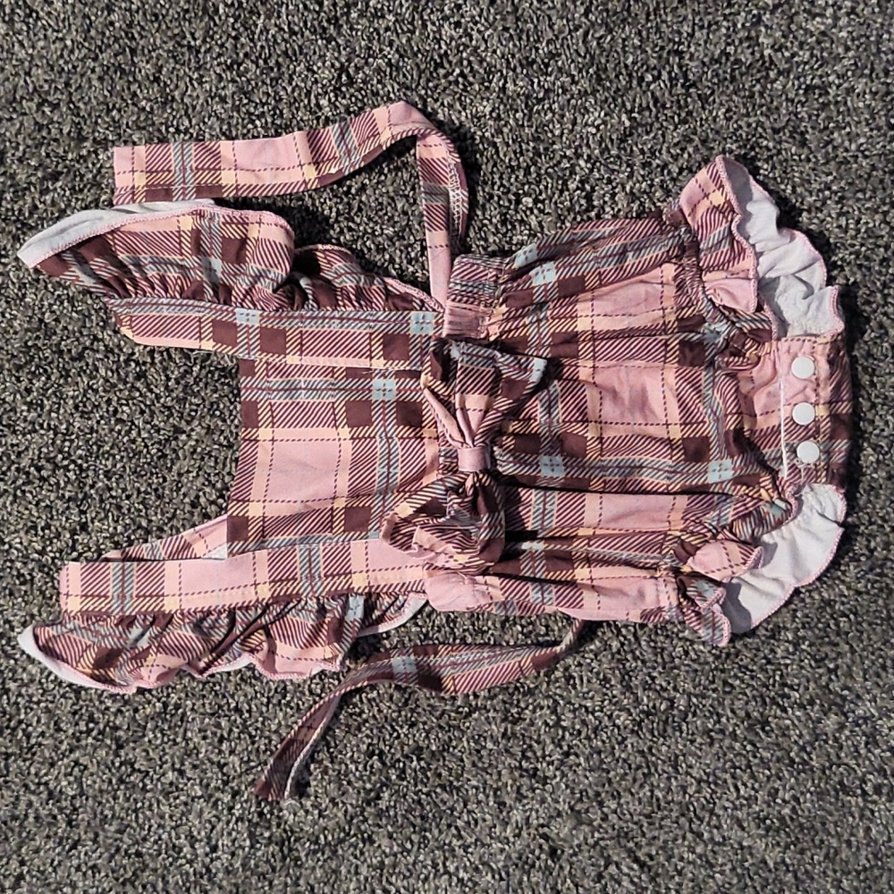 Pink plaid romper